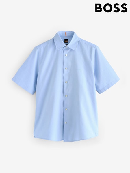 BOSS Blue Regular Fit Short Sleeve 100% Cotton Shirt (F44319) | £79