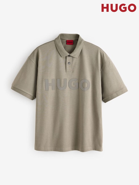 HUGO Brown Tonal Logo 100% Cotton Polo Shirt (F44354) | £89