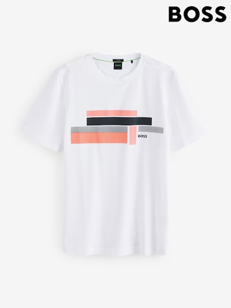 BOSS White Relaxed Fit Graphic T-Shirt (F44360) | £69