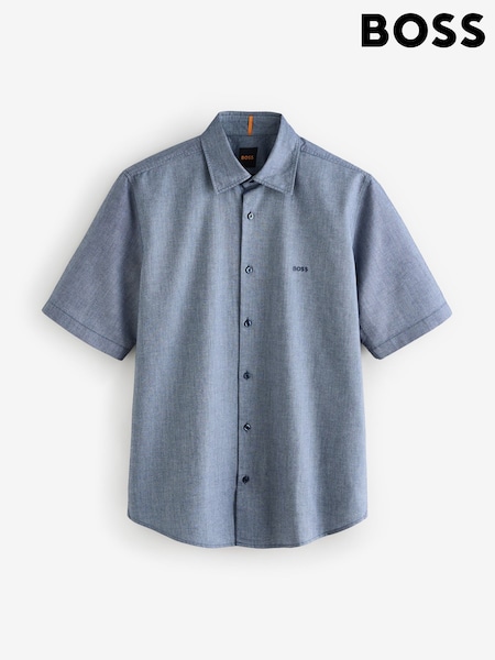 BOSS Grey Regular Fit Short Sleeve 100% Cotton Shirt (F44362) | £79