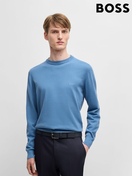 BOSS Blue Regular-Fit Logo 100% Cotton Jumper (F44418) | £129