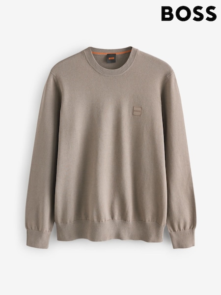 BOSS Brown Kanovano Crew Neck Logo Jumper (F44432) | £119