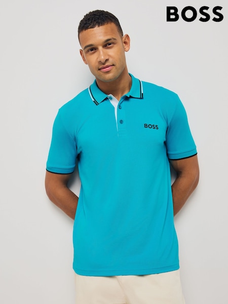 BOSS Blue Paddy Pro Tipped Collar Polo Shirt (F44451) | £99