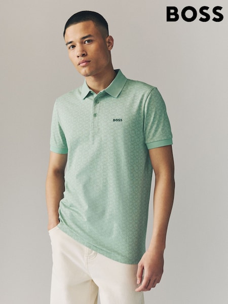 BOSS Green Regular Fit Paddy Patterned Polo Shirt (F44505) | £99