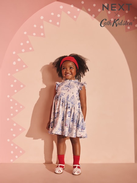 Cath Kidston Blue/White Tiered Dress (3mths-7yrs) (F44573) | £12 - £14