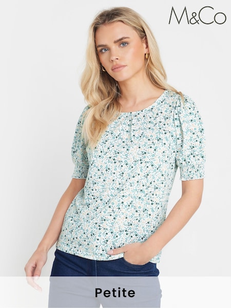 M&Co Natural Petite Shirred Cuff T-Shirt (F44575) | £23