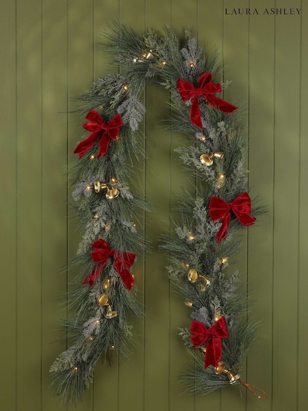 Laura Ashley Green Pre Lit Christmas Garland With 250cm Bells (F44597) | £65