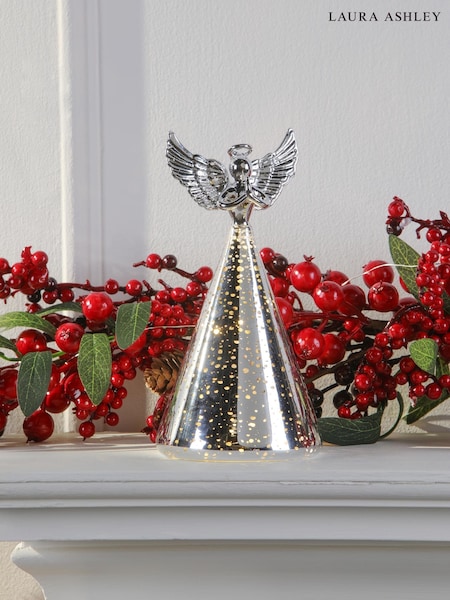 Laura Ashley Silver Tone Pre Lit Christmas Angel Ornament (F44614) | £16
