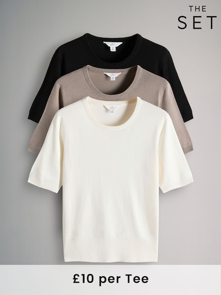 The Set Black/Neutral/Cream 3 Pack Knitted Jumper (F44750) | £30
