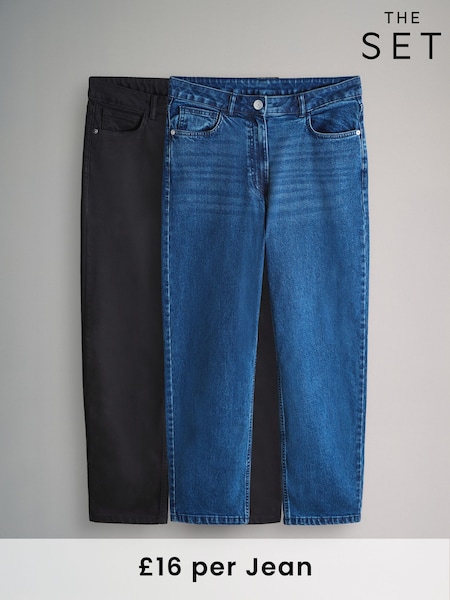 The Set Black/Dark Blue 2 Pack Mom Jeans (F44756) | £32