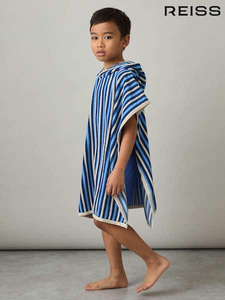 Reiss Blue Multi Pico 3-9 yrs Stripe Hooded Towel Cape (F44873) | £24