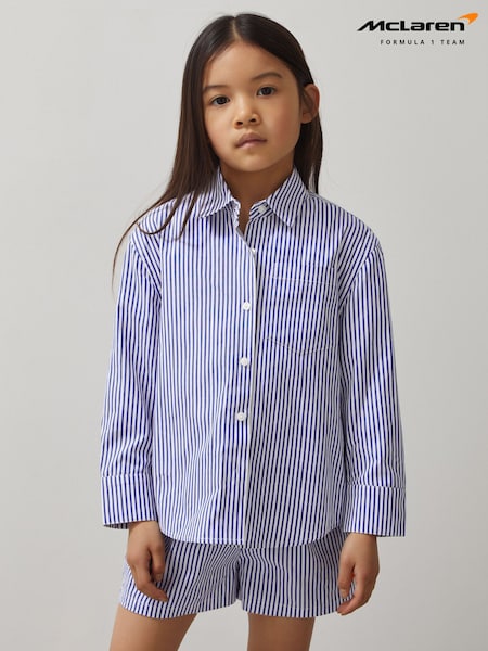 Reiss Blue/White Hailey McLaren F1 Team Cotton Stripe Shirt (F44874) | £38