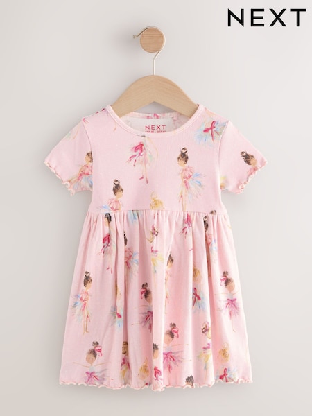 Pink Short Sleeve Jersey Summer Dress (3mths-7yrs) (F44942) | £7 - £9