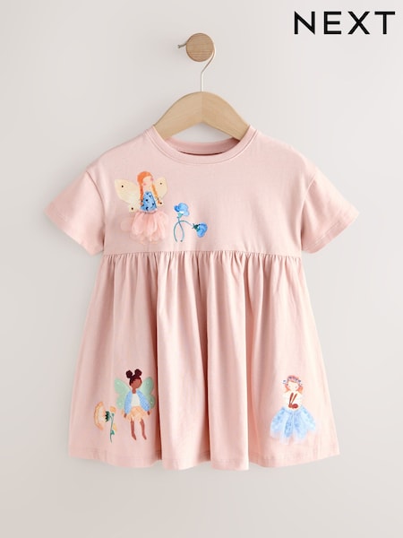Fairy Pink Short Sleeve Jersey Summer Dress (3mths-7yrs) (F44948) | £8 - £10