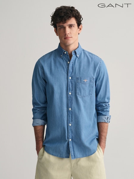 GANT Blue Regular-Fit Indigo Button Down Shirt (F45039) | £100