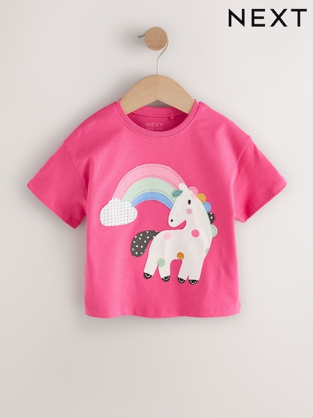 Pink Unicorn Short Sleeve T Shirt (3mths-7yrs) (F45051) | £7 - £9