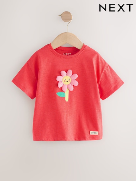 Coral Pink Flower Short Sleeve T-Shirt (3mths-7yrs) (F45056) | £7 - £9