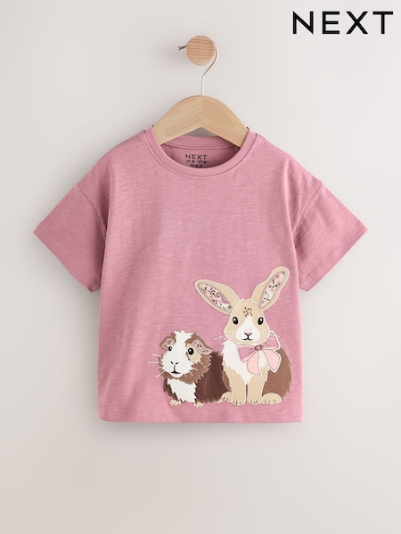 Pink Guinea Pig and Bunny Character Short Sleeve T-Shirt (3mths-7yrs) (F45057) | £10 - £12