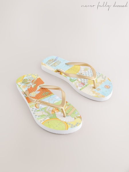 Never Fully Dressed Multi/Gold Flip Flops (F45058) | £19
