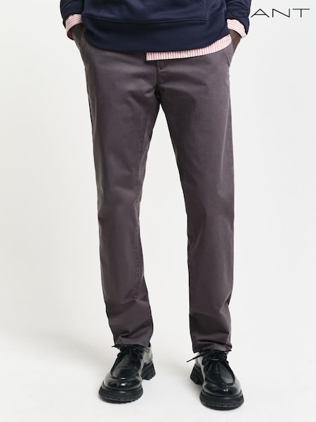GANT Grey Slim-Fit Twill Chinos Trousers (F45088) | £100
