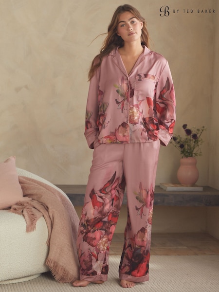 B by Ted Baker Black Bird Satin Button Through Pyjamas (F45098) | £59