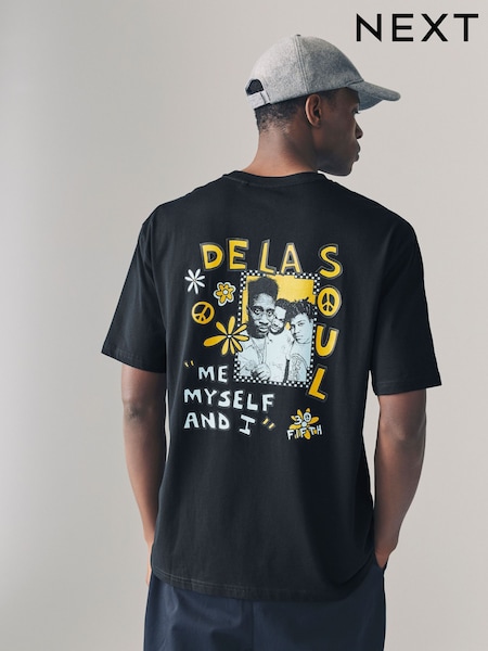 Black De La Soul Regular Fit Band Graphic Print T-Shirt (F45150) | £25