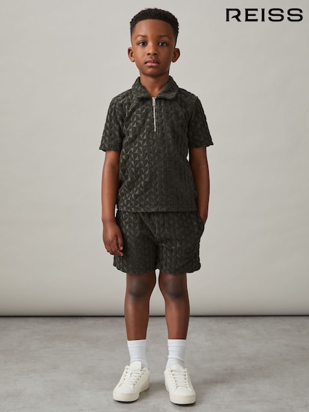 Reiss Dark Sage Piro 3-9 yrs Textured Towelling Shorts (F45237) | £26