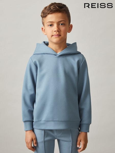 Reiss Soft Denim Blue Fabien 9-13 yrs Interlock Jersey Hoodie (F45242) | £40