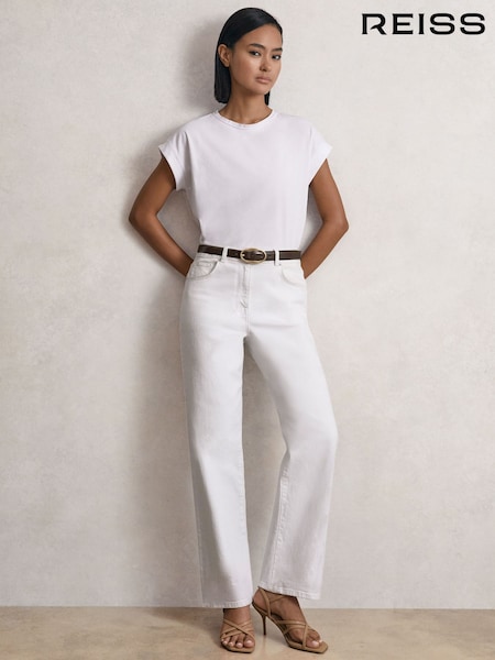 Reiss White Selin Mid Rise Straight Leg Jeans (F45254) | £120