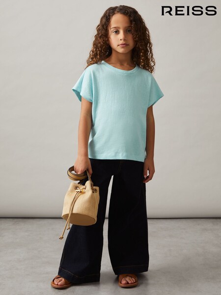 Reiss Blue Marah Oversized Cotton-Blend T-Shirt (F45270) | £20