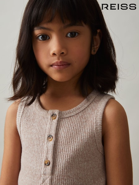 Reiss Mink Erin Rib-Knit Button-Placket Vest (F45288) | £17