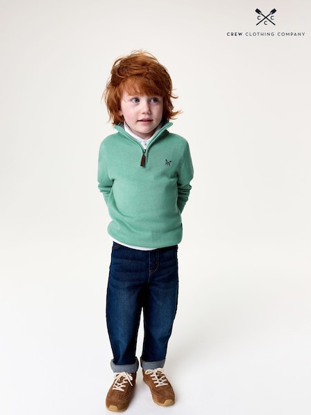 Crew Clothing Blue 100% Cotton Half Zip Knit Sweatshirt (F45334) | £32 - £40