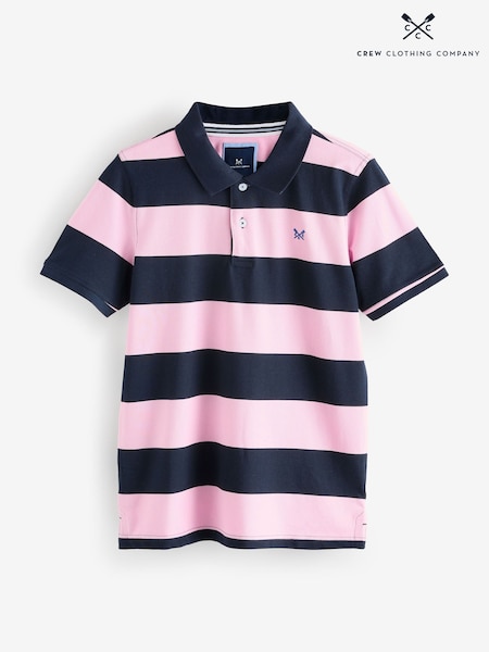 Crew Clothing Pink 100% Cotton Heritage Striped Polo Shirt (F45376) | £42