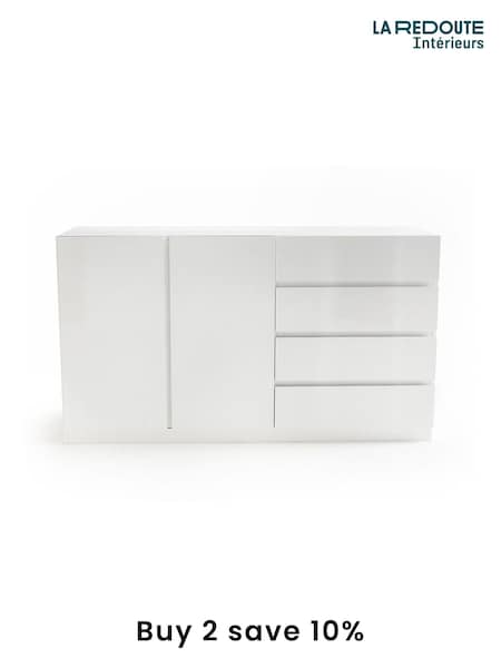 La Redoute Intérieurs White Léo 2-Door 4-Drawer Low Wardrobe Unit (F45424) | £600