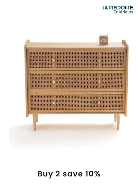 La Redoute Intérieurs Oak Tempa Chest of 3 Drawers in Rattan Cane (F45434) | £435