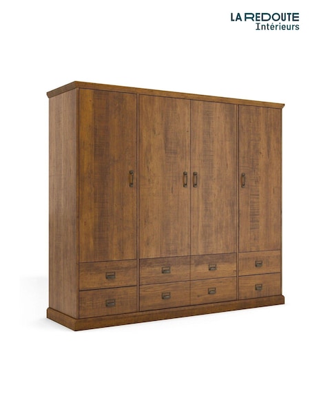 La Redoute Intérieurs Dark Oak Wood Lindley Solid Pine Quadruple Wardrobe (F45444) | £1,275