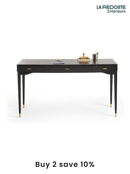 La Redoute Intérieurs Black Novani 3-Drawer Solid Birch Desk (F45468) | £335
