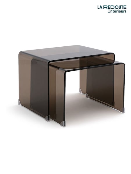 La Redoute Intérieurs Set of 2 Smoked Glass Joan Tempered Glass Nesting Coffee Tables (F45498) | £325