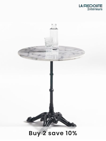 La Redoute Intérieurs White Redville Garden Pedestal Table with Marble Top (F45499) | £225