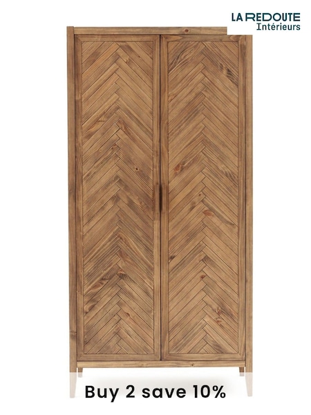 La Redoute Intérieurs Wax Pine Nottingham Herringbone Parquet 2Door Solid Pine Wardrobe (F45528) | £975