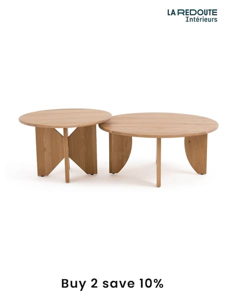 La Redoute Intérieurs Set of 2 Oak Minimal Round Oak Nesting Coffee Tables (F45543) | £560