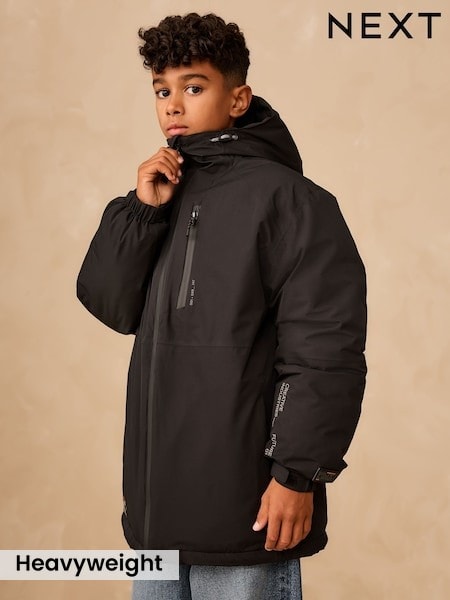 Black Waterproof Inner Wadded Coat (3-16yrs) (F45571) | £42 - £58