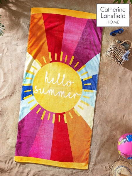 Catherine Lansfield Multi Hello Summer Cotton Beach Towel (F45577) | £11