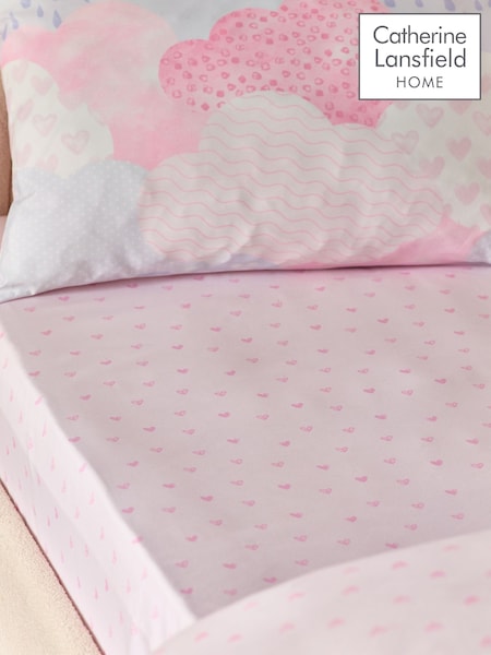 Catherine Lansfield Pink Soft as a Cloud Hearts Fitted Sheet (F45578) | £11 - £13