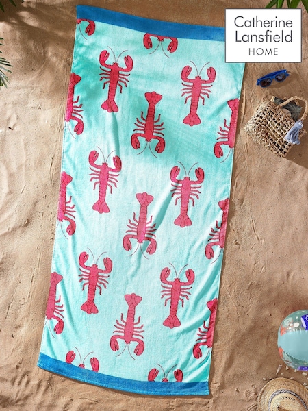 Catherine Lansfield Red Lobster Cotton Beach Towel (F45591) | £11