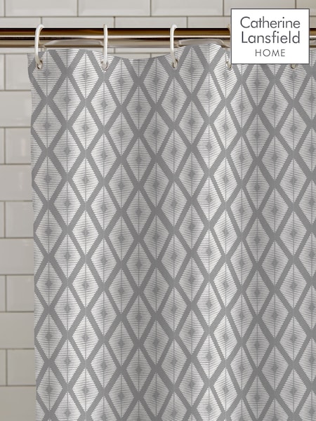 Catherine Lansfield Silver Diamond Shower Curtain Panel (F45597) | £12