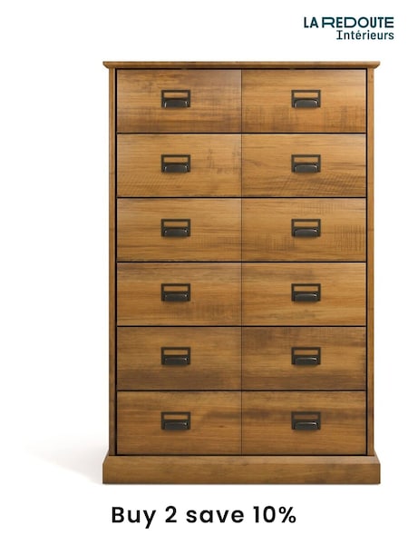 La Redoute Intérieurs Dark Oak Wood Lindley Solid Pine Chest of 6 Drawers (F45627) | £410