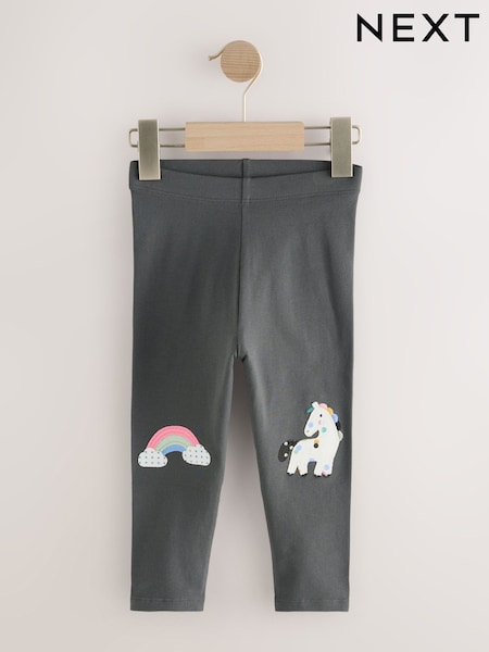 Charcoal Grey Unicorn Embellished Leggings (3mths-7yrs) (F45650) | £7 - £9