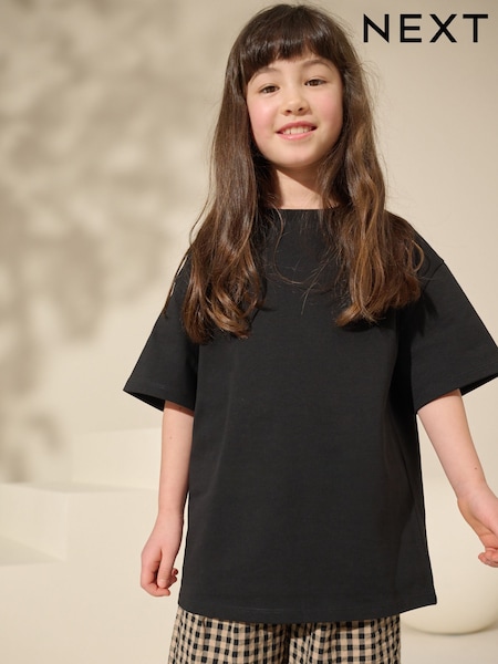 Black Oversized Heavyweight 100% Cotton T-Shirt (3-16yrs) (F45662) | £6 - £11