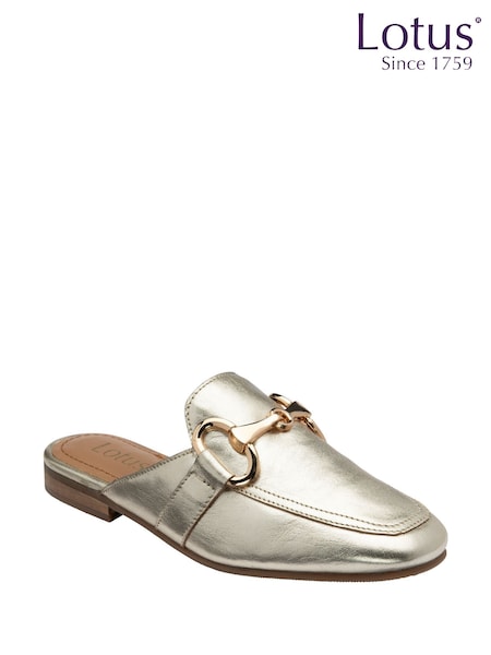 Lotus Gold Flat Mules Shoes (F45702) | £55